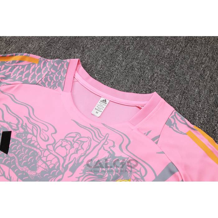 Tuta da Track Real Madrid Dragon Manica Corta 2024-2025 Rosa - Pantaloncini